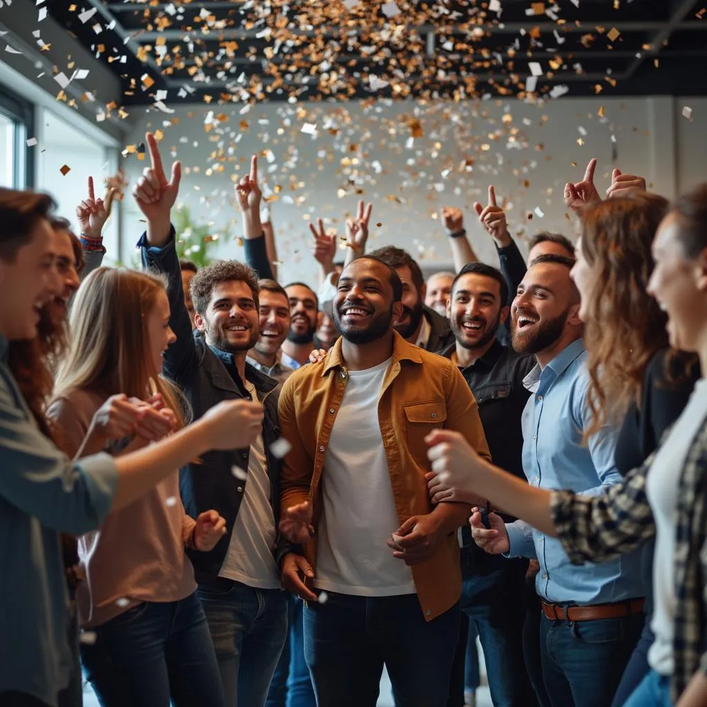 Equipo celebrando cierre de ronda de inversión